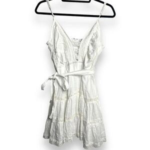 Olivaceous Intuition Boho Mini Dress Optic White Size Large